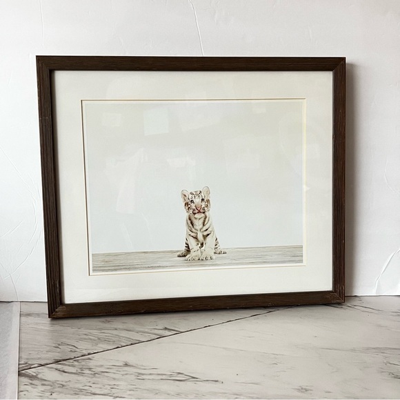 Restoration Hardware Other - Restoration Hardware Baby Animal Portrait Tiger Weathered Grey Frame Brown HR